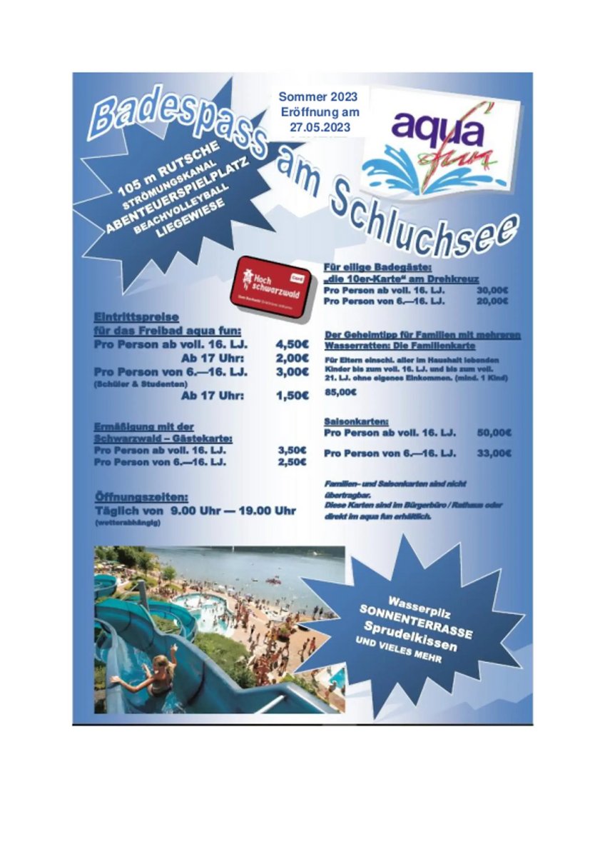 Freibad Aqua Fun - Gemeinde Schluchsee